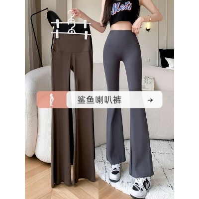 鲨鱼喇叭裤女外穿春夏薄款马蹄裤高腰收腹健身微喇显瘦瑜伽九分裤图3