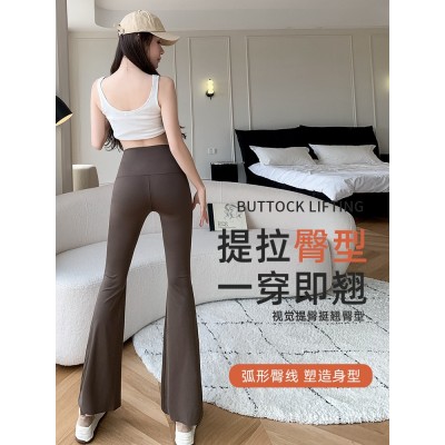 鲨鱼喇叭裤女外穿春夏薄款马蹄裤高腰收腹健身微喇显瘦瑜伽九分裤图4
