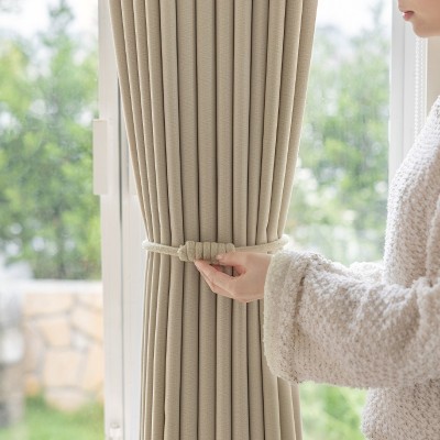 绍兴柯桥窗帘高遮光奶油色太古里高精密窗帘阳台卧室飘窗窗帘成品图3