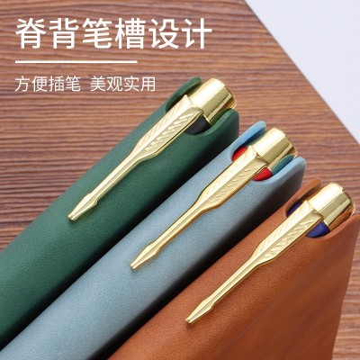 免费刻字笔记本A5厚本子企业定制LOGO商务会议记事仿皮 笔记本批发 2本图3