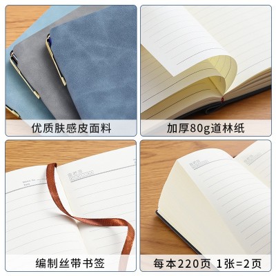 A6笔插款随身携带笔记本本子定制加印LOGO软皮商务办公加厚记事本 2本图2