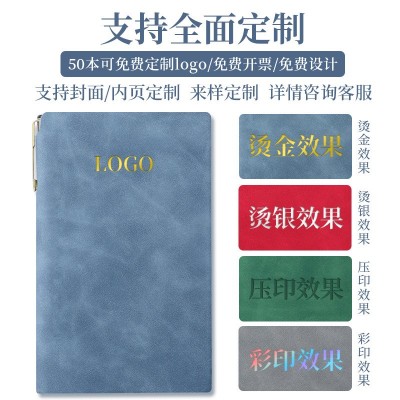 A6笔插款随身携带笔记本本子定制加印LOGO软皮商务办公加厚记事本 2本图3