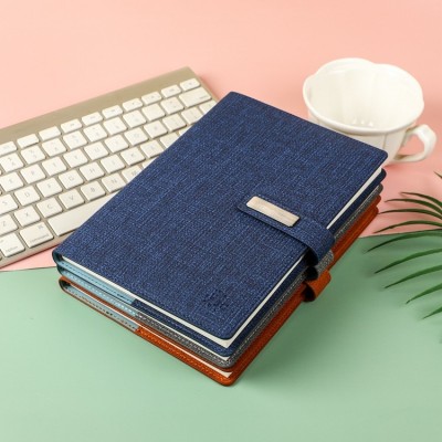 时尚简约记事本仿粗亚麻布艺笔记本可替换内芯创意搭扣商务笔记本 300本图2