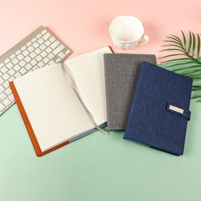 时尚简约记事本仿粗亚麻布艺笔记本可替换内芯创意搭扣商务笔记本 300本图3