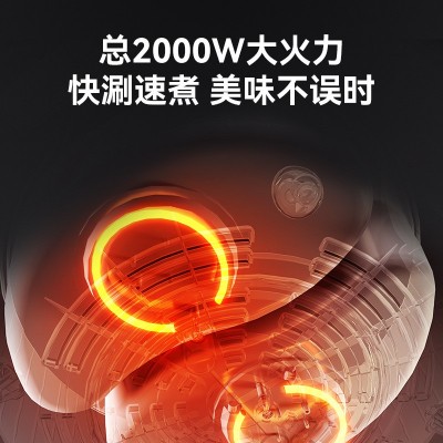 厂家直销6L大容量家用厨房电火锅煎烤炖煮一体锅冬季鸳鸯锅 10件图5