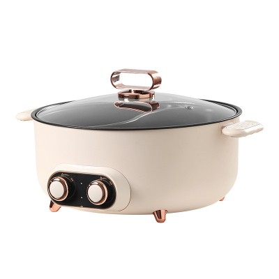 厂家直销6L大容量家用厨房电火锅煎烤炖煮一体锅冬季鸳鸯锅 10件图4