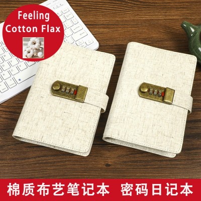 跨境环保A6复古密码锁手账本学生日记笔记本创意礼品素描本彩铅本 2本