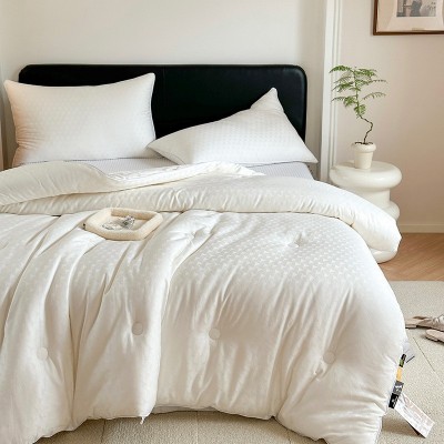 简约轻奢全棉提花大豆纤维被芯双人春秋被子加厚保暖冬被床上用品 1床