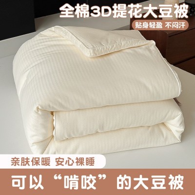 ins简约全棉3D提花大豆被子被芯秋冬加厚保暖200*230cm双人被芯 1床