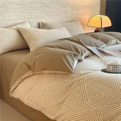 无印风加厚以原棉磨毛棉床上四件套被套秋冬床单床笠款宿舍三件套 1套图2