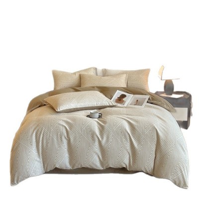 无印风加厚以原棉磨毛棉床上四件套被套秋冬床单床笠款宿舍三件套 1套图5