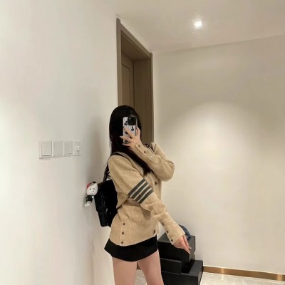 TB秋冬季男女同款粗针四扣羊毛开衫情侣款经典四杠V领羊毛开衫高 1件图4