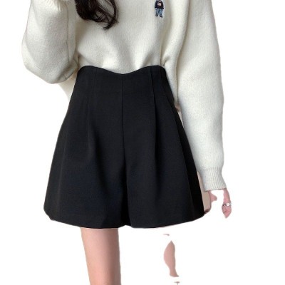 大码毛呢短裤女秋冬季2021新款高腰爆款靴裤百搭显瘦配靴子阔腿裤 2件图5