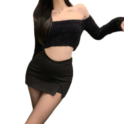 开叉包臀裙女2022夏季新款高腰辣妹超短裙a字欧美复古V字腰半身裙 2件图5