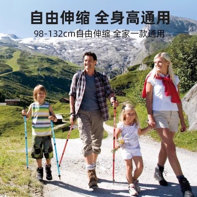 铝合金三节直柄登山杖可伸缩拐杖旅游专业户外徒步手杖拐棍批发图3