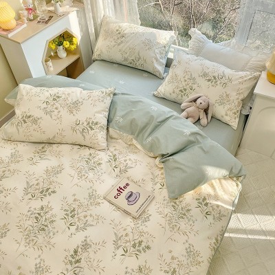 床上四件套全棉1.5纯棉秋冬13372床品碎花被套被罩床单三件套床笠 1套图3