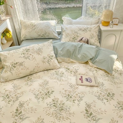 床上四件套全棉1.5纯棉秋冬13372床品碎花被套被罩床单三件套床笠 1套图4