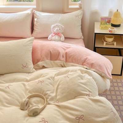 牛奶绒床上四件套2025新款床品冬季双面珊瑚法兰绒床单被套三件套 1套图5