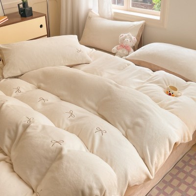 牛奶绒床上四件套2025新款床品冬季双面珊瑚法兰绒床单被套三件套 1套图2