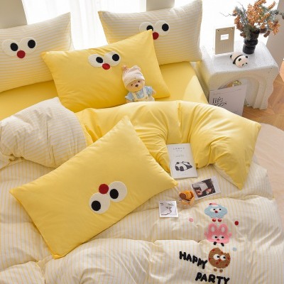 2025新款A类全棉60支水洗棉毛巾绣四件套-卡通多巴胺床品套件 1套图3