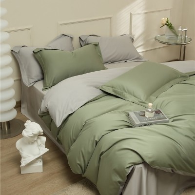 轻奢100支新疆长绒棉四件套1.2m床笠纯棉全棉三件套纯色家用被套 1套图2