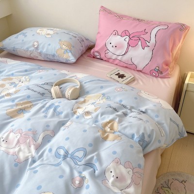 水洗棉四件套床单被套学生宿舍卡通简约风三件套床品南通家纺批发 1套图4