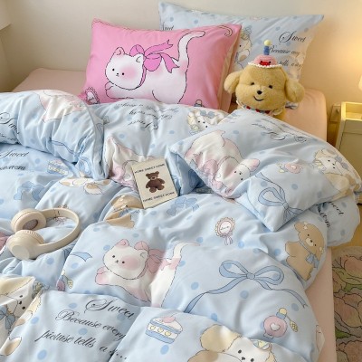 水洗棉四件套床单被套学生宿舍卡通简约风三件套床品南通家纺批发 1套图3