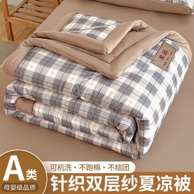针织棉双层纱夏凉被可机洗学生宿舍空调被南通家纺床上用礼品批发 1床图2