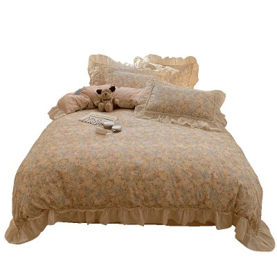 新款纯棉韩版花边四件套 全棉100棉床单被套三件套床笠款被罩床品 1套图5