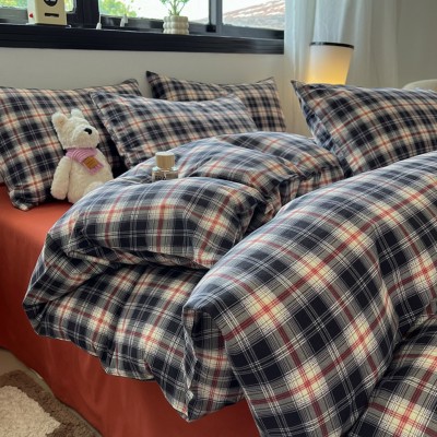 ins风纯棉磨毛四件套加厚保暖全棉三件套床单被套床上用品床笠款 1套图3