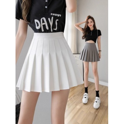 四季短裙女百褶裙JK制服裙子时尚半身裙(加长+安全裤+拉链+纽扣）图3