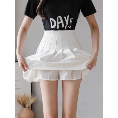 四季短裙女百褶裙JK制服裙子时尚半身裙(加长+安全裤+拉链+纽扣）图4