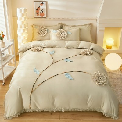 跨境亚马逊盘花花卉流苏花边被套家纺床上用品三件套外贸批发工厂 30套图4