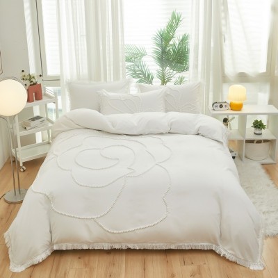 跨境亚马逊盘花花卉流苏花边被套家纺床上用品三件套外贸批发工厂 30套图5