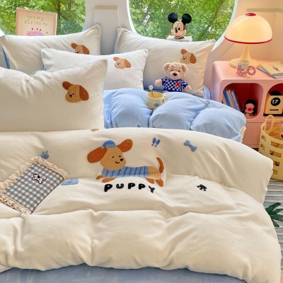 南通家纺冬天加厚牛奶床上四件套珊瑚绒被套床单a类三件套加绒 1套图2