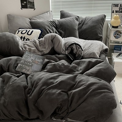 秋冬南通家纺冬天加厚牛奶绒床上四件套珊瑚绒被套床单三件套加绒 1套图3