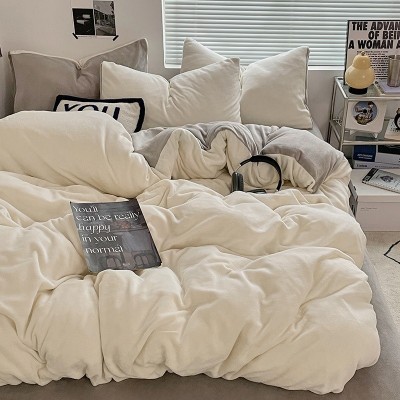 秋冬南通家纺冬天加厚牛奶绒床上四件套珊瑚绒被套床单三件套加绒 1套