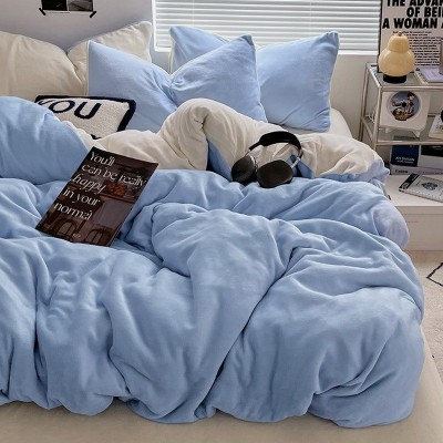 秋冬南通家纺冬天加厚牛奶绒床上四件套珊瑚绒被套床单三件套加绒 1套图2