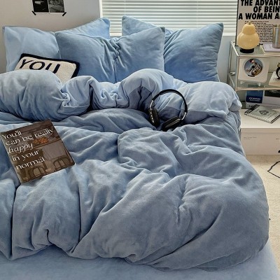 秋冬南通家纺冬天加厚牛奶绒床上四件套珊瑚绒被套床单三件套加绒 1套图5