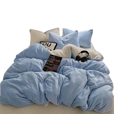 秋冬南通家纺冬天加厚牛奶绒床上四件套珊瑚绒被套床单三件套加绒 1套图4