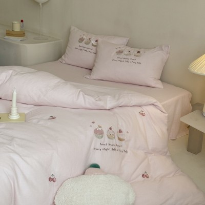 2025新款秋冬款全棉皱皱纱精密刺绣系列四件套-香草甜铺 1.5m床单 1件