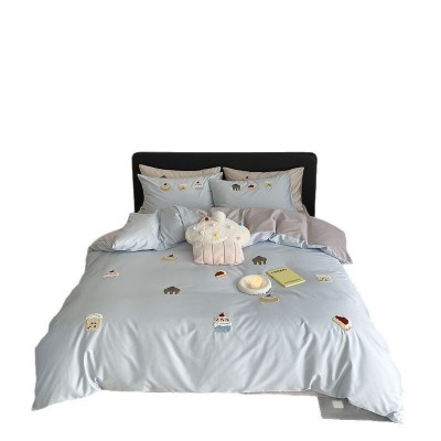 ins可爱卡通100支纯棉新疆长绒棉四件套裸睡柔软床单被套床上用品 1套图4