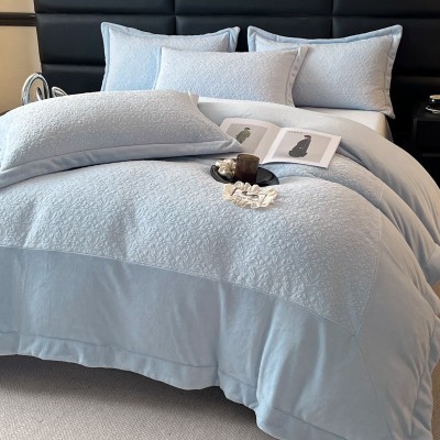 床上用品A类牛奶绒四件套加厚床单被套床笠款四件套雕花套件厂家 1套图4