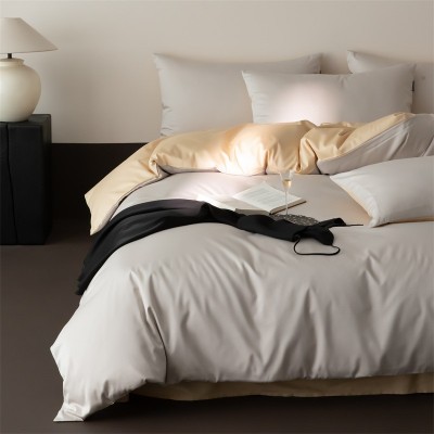 四季通用南通全棉四件套纯色轻奢高级感60支长绒棉薄款轻奢风 1套图3