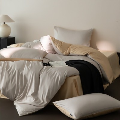 四季通用南通全棉四件套纯色轻奢高级感60支长绒棉薄款轻奢风 1套