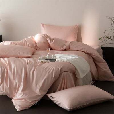 四季通用南通全棉四件套纯色轻奢高级感60支长绒棉薄款轻奢风 1套图5