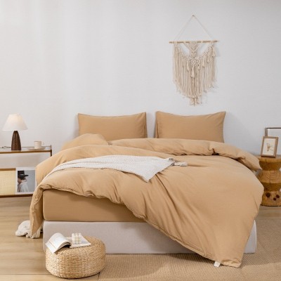 40支纯棉床上四件套无印风床单被罩三件套纯色四件套a类母婴级 1套图4