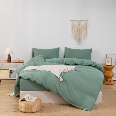 40支纯棉床上四件套无印风床单被罩三件套纯色四件套a类母婴级 1套图5