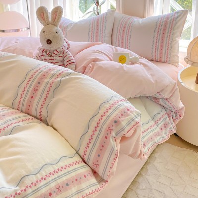全棉床上四件套纯棉2025年新款小清新被套床单床笠夏季床品三件套 1件