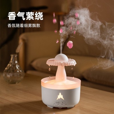 跨境新款雨滴香薰机加湿器家用大雾量桌面静音卧室云朵精油扩香机 1个图4